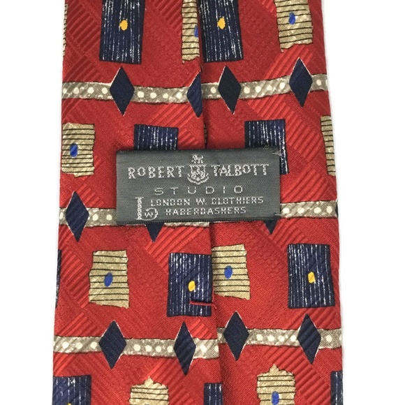Robert Talbott Geometric Pattern Silk‎ Neck Tie Red - Picture 5 of 8